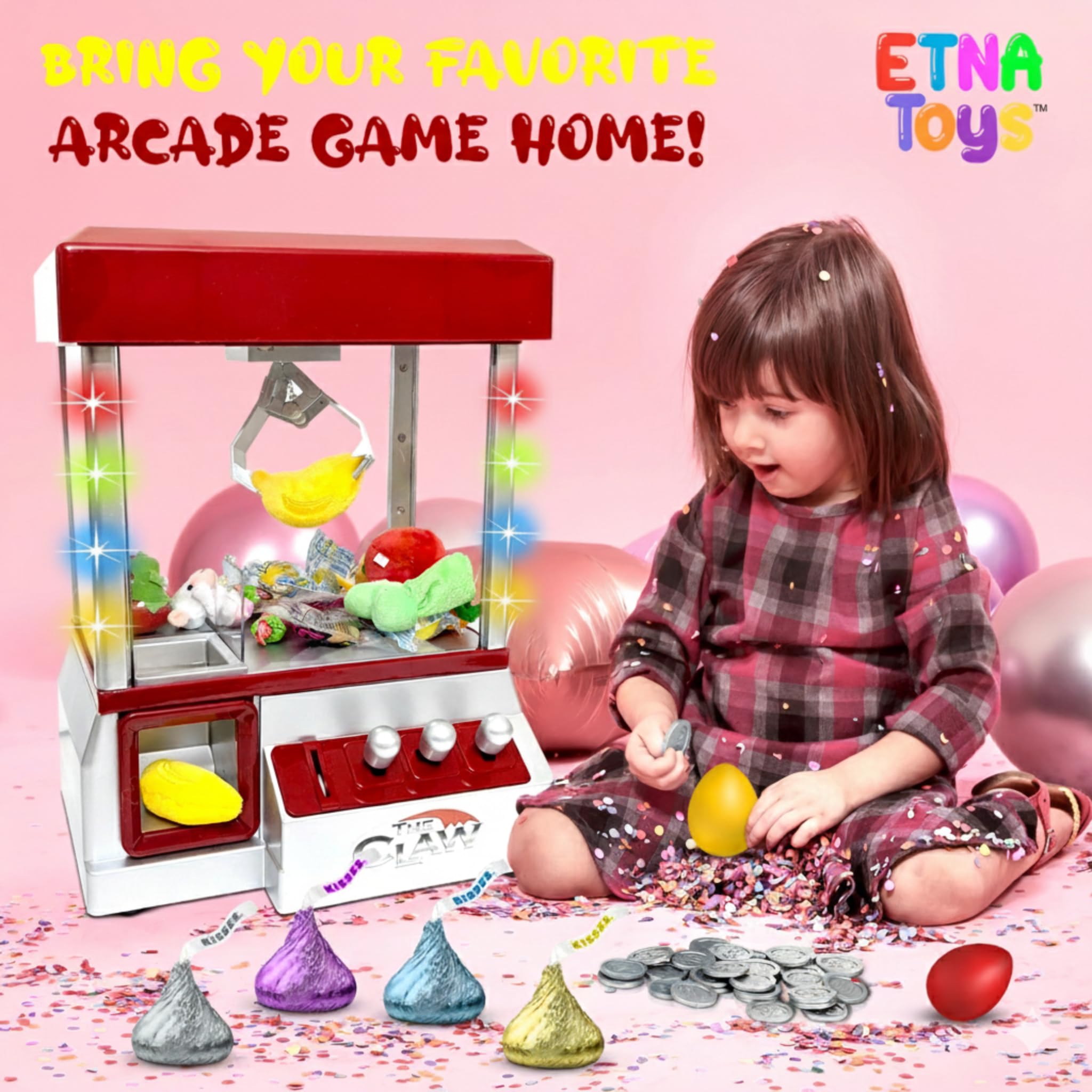 Etna Electronic Arcade Claw Machine - Toy Grabber Machine with Flashing LED Lights and Sound