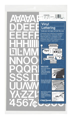 Chartpak Self-Adhesive Vinyl Capital Letters and Numbers, 3/4 Inches High, White, 94 per Pack (01026)