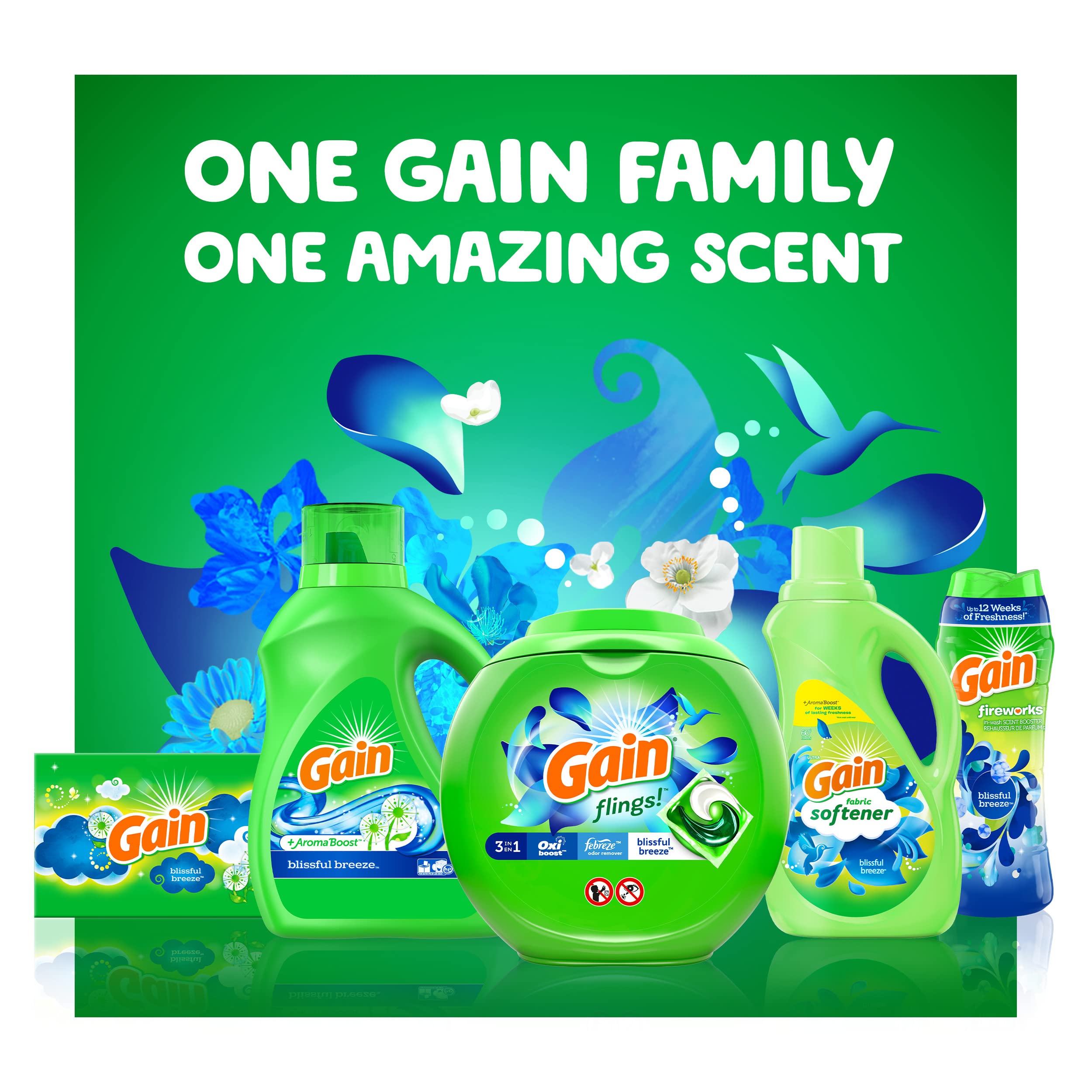 Gain Fireworks In-Wash Scent Booster Beads, Blissful Breeze, 12.2 oz