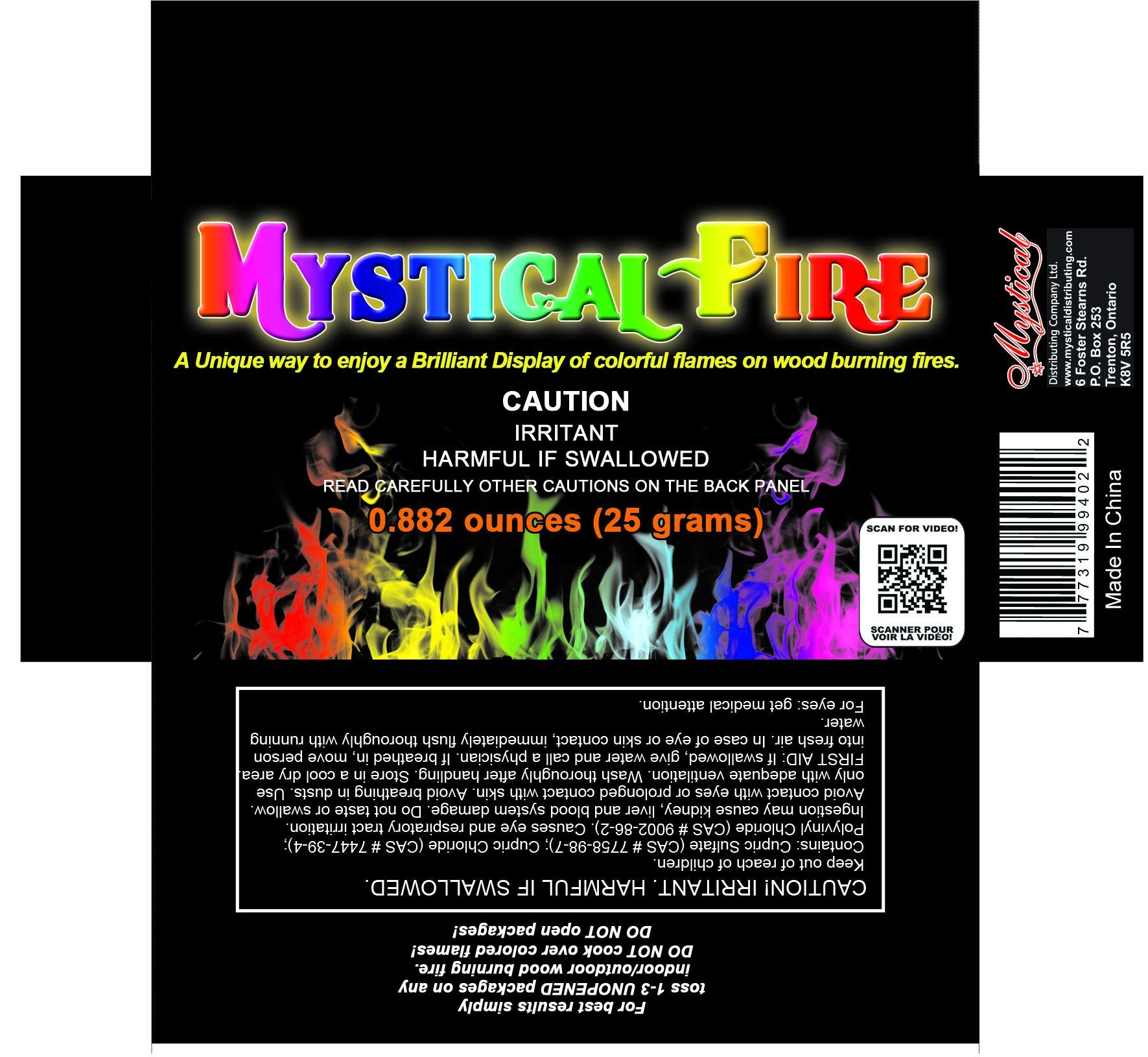 Mystical Fire Color Changing Packets Fire Pits Campfire Long-Lasting Enchanted Multi-Color Magical Family Fun for Indoor Fireplace or Outdoor Use 25 Gram 12 Pack