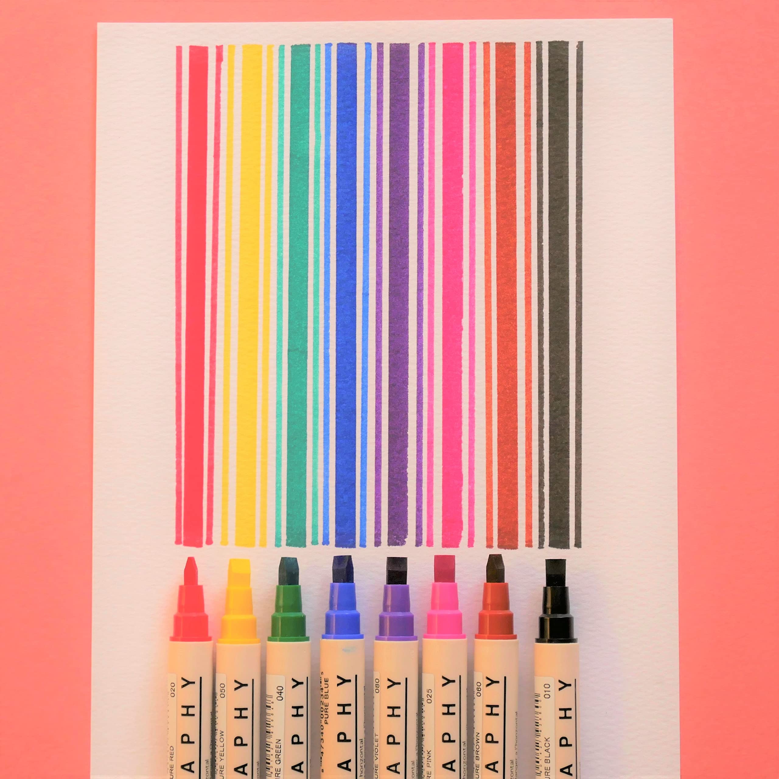 Zig Memory System Calligraphy Markers, Multicolor, 8-Pack