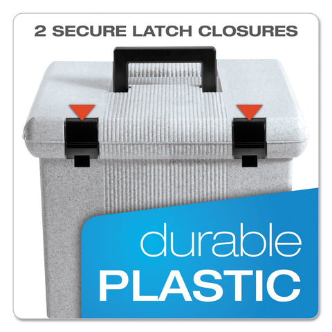 Pendaflex Portable File Box with File Rails, Hinged Lid with Double Latch Closure, Black, Includes 3 Letter Size Hanging Folders (41732)