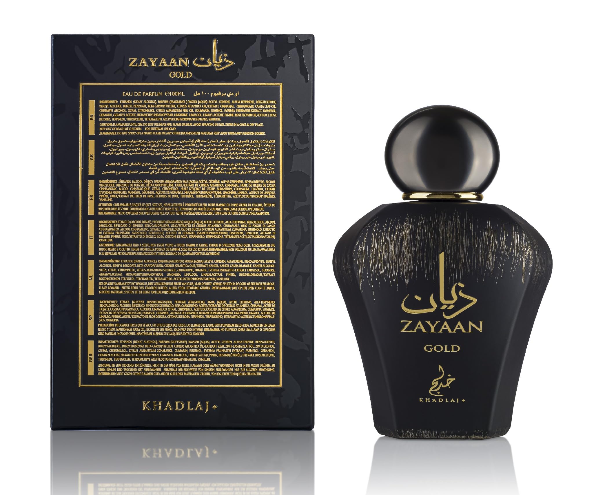 Khadlaj Zayaan Gold – Spicy, Fruity, Aromatic, Amber – Eau de Parfum Spray Long-Lasting Fragrance for Men, 3.4 Ounce / 100ml
