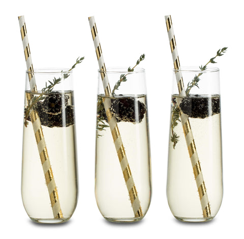 Libbey Stemless Champagne Flute Glasses, 8.5-ounce, Set of 12
