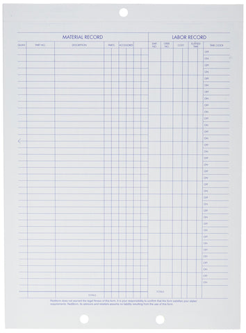 Rediform Auto Repair Polypack, Carbonless Triplicate Forms, 8.5" x 11.625", 50 Numbered Sheets (4P487)