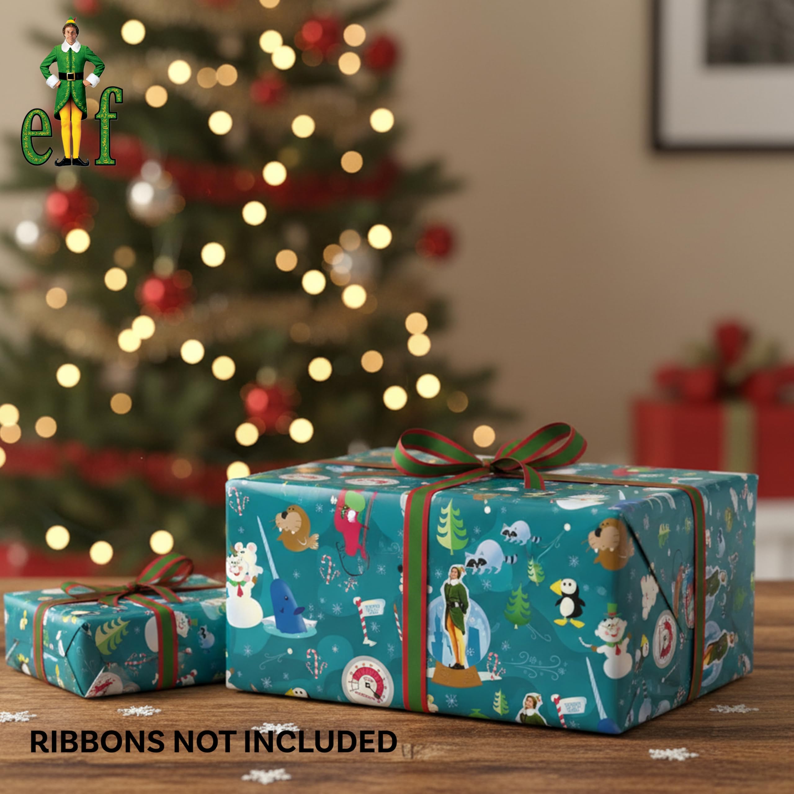 Buddy the Elf Snow Globe Christmas Wrapping Paper - 12 Sheets - 20" x 30" - Festive Holiday Gift Wrap by Silver Buffalo