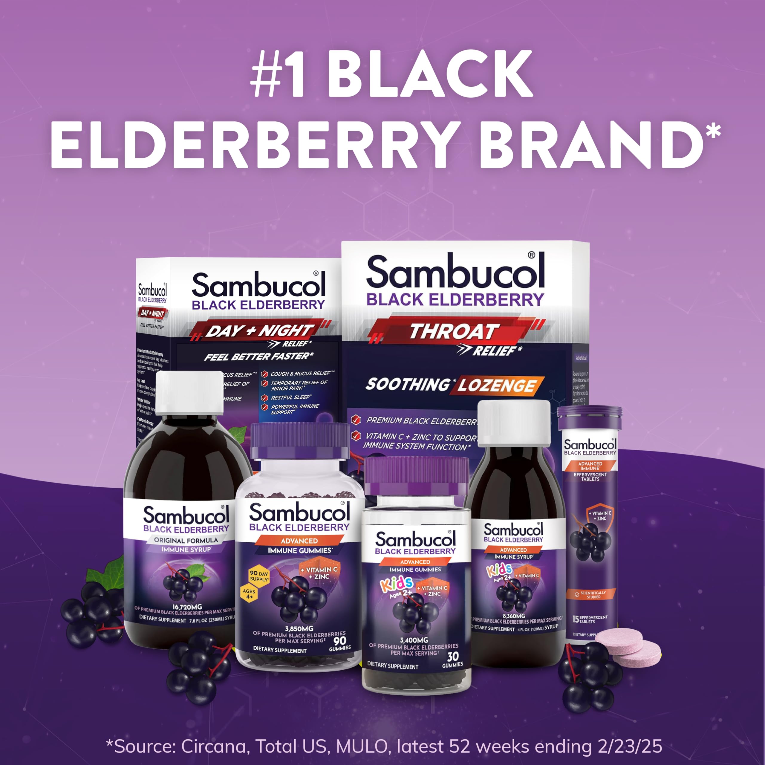 Sambucol Black Elderberry Throat Lozenge - Sore Throat Drops with Honey, Vitamin C & Zinc, Sore Throat Relief for Adults & Kids, Soothes Cough, Soft & Chewy - 60 Count, Pack of 3