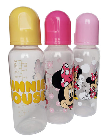 Cudlie Disney Baby Girl Minnie Mouse 9 oz Pack of 3 Baby Bottles, Oh Minnie