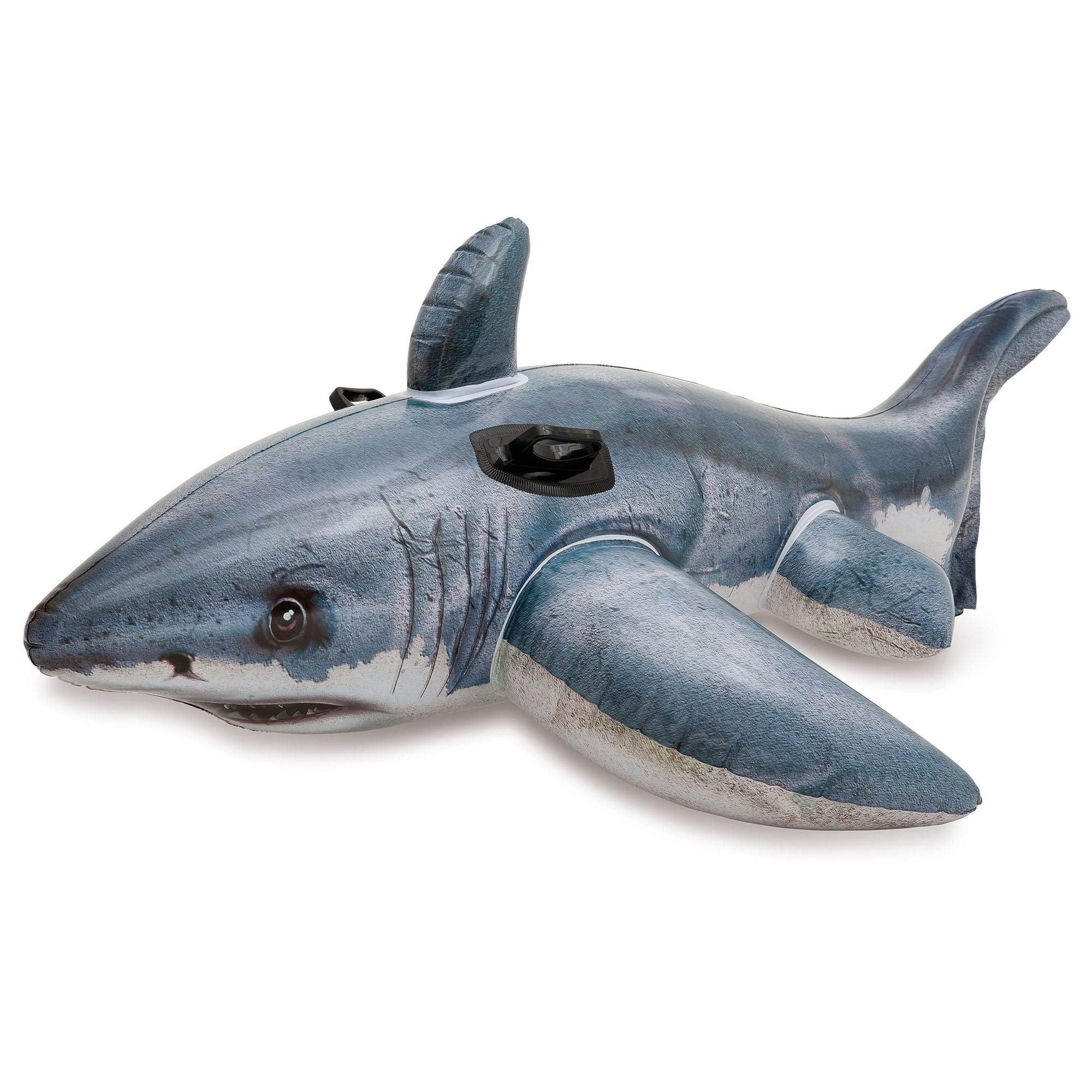 INTEX Great White Shark Inflatable Pool Float: Animal Pool Toy For Kids – 2 Heavy-Duty Handles – 88lb Weight Capacity – 68" x 42" – For Ages 3+