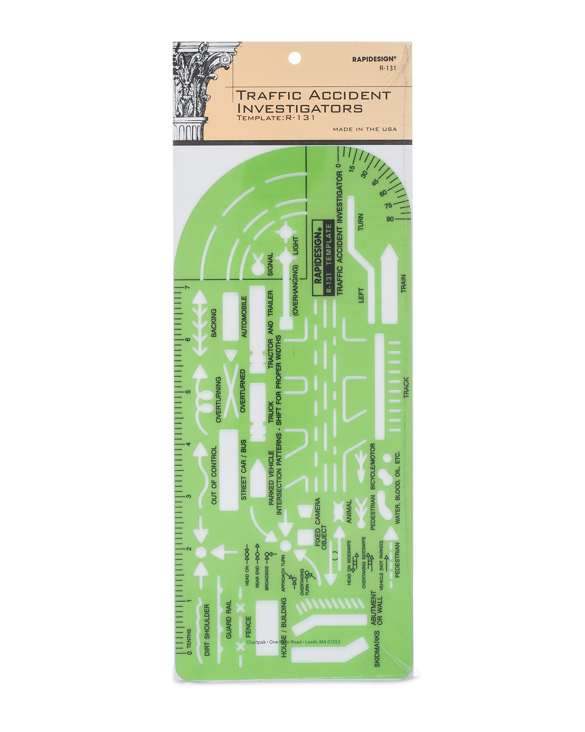 Rapidesign Traffic Accident Investigator Large-Size Template, 1 Each (R131)