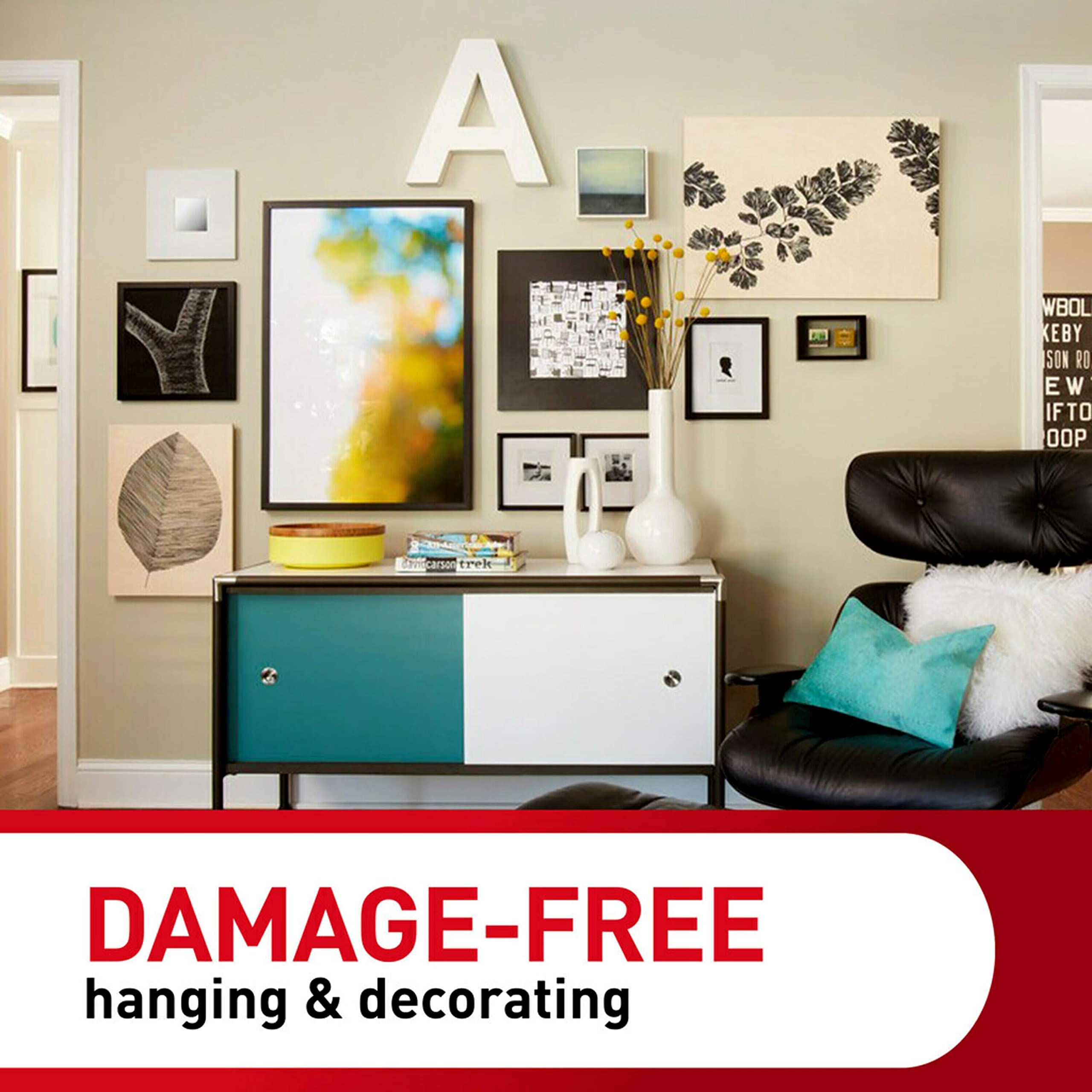 Command Picture & Frame Hanging Strips Heavy Duty, Large, White, Holds 16 lbs, 4-Packs, 6-Pairs/Pack (24 Pairs Total)
