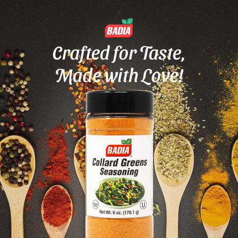 Badia Collard Greens Seasoning 6 oz – Savory Southern Spice Blend for Greens, Soups, Stews & Veggies