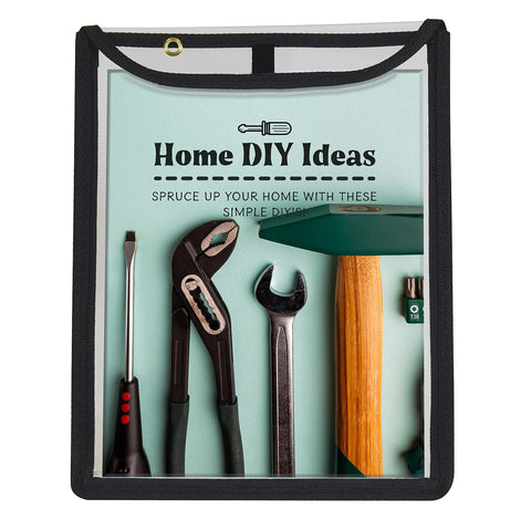 C-Line High Capacity Stitched Shop Ticket Holders, Gusseted with Flap Closure, Both Sides Clear, 9 x 12 x 1, Black, 15 per Box (39912)