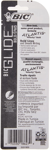 Bic Atlantis Velocity Bold Ball Pen, Black 2 ea (Pack of 2)