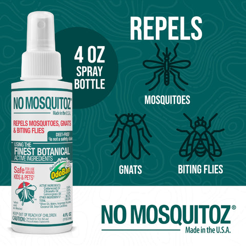 No Mosquitoz Botanical Insect Repellent, DEET-Free, Made with Natural Essential Oils, Non-Greasy Formula, Made in The USA, Woodsy Scent, 4 Ounce Spray Bottle