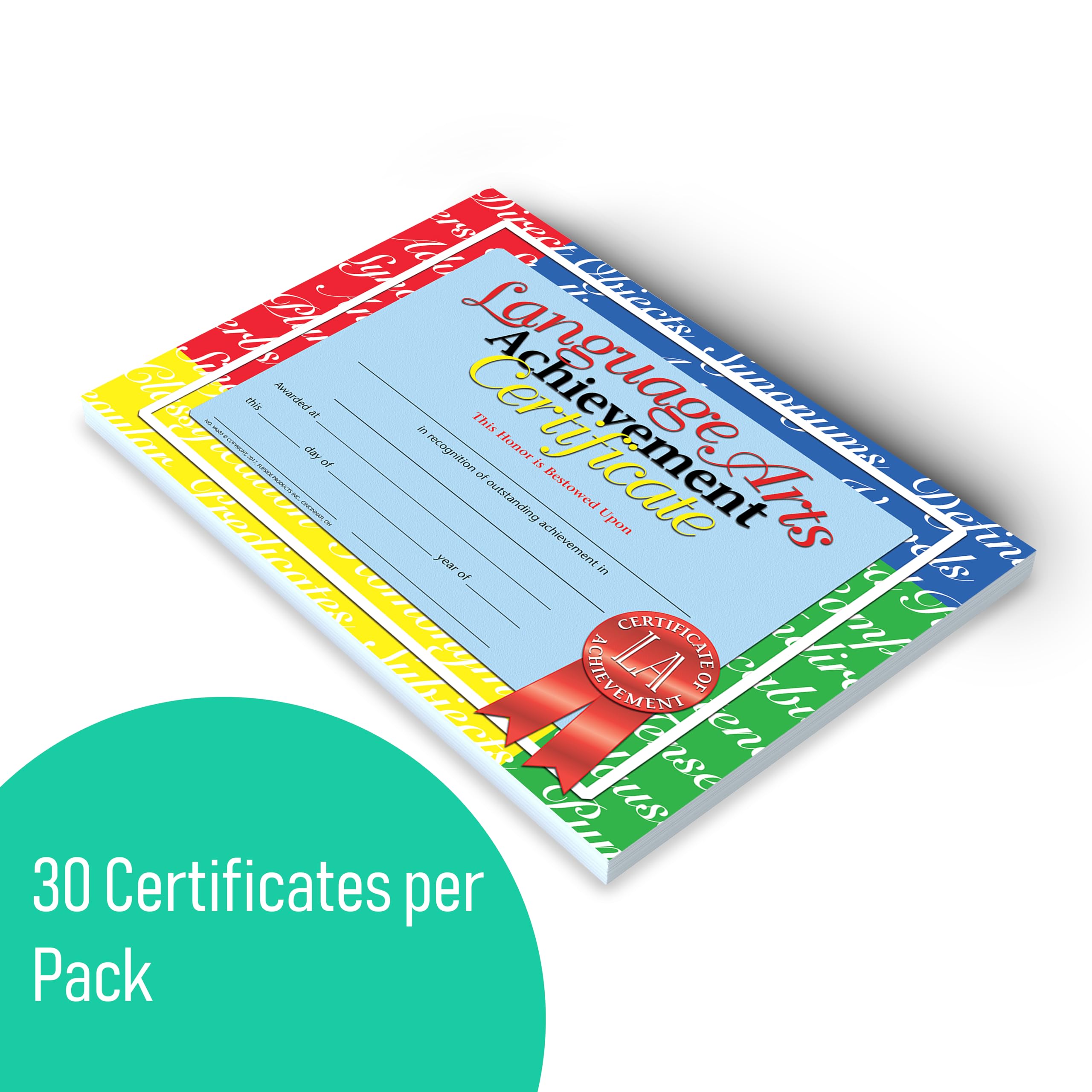 Hayes Language Arts Achievement Certificates, Achievement Recognition for Students, Customizable Awards, Full-Color Matte Finish, 8.5" x 11" - 30 Pack
