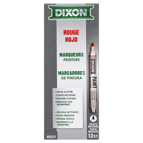 Dixon Paint Markers, Medium Tip, Box of 12, Red (80221)