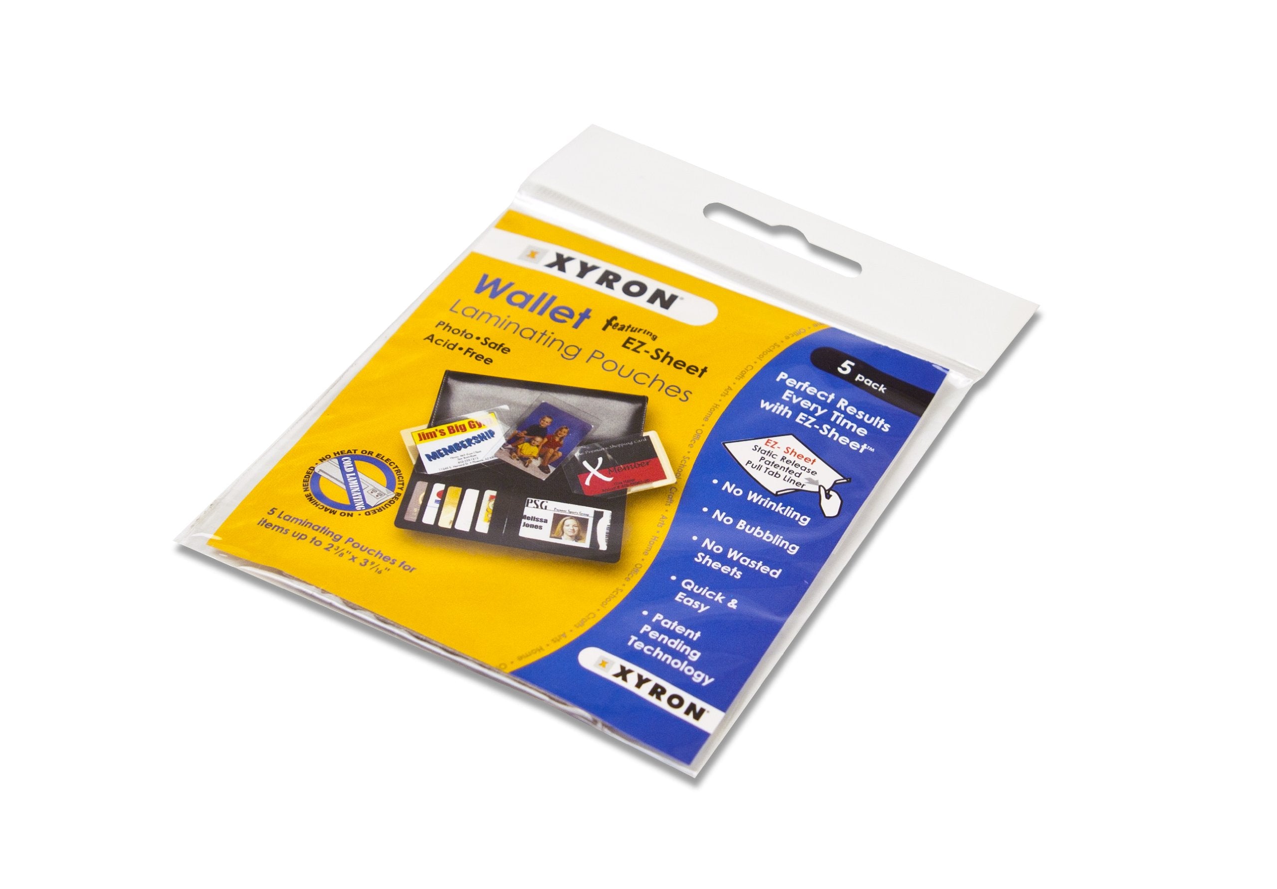 Xyron Laminating Sheets, 2-3/8" x 3-9/16" Pouches, Wallet Size, Cold Laminating, EZ-Sheet, 5 Pack (XSLP013)