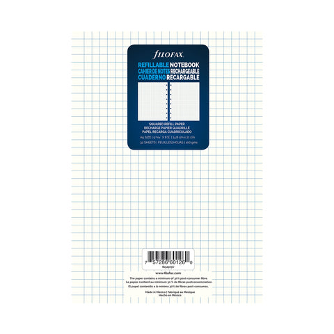 Filofax Notebooks A5 Quad Journal Refill, Movable, 8 1/4 x 5 13/16 inches, 32 Cream Sheets Fits Filofax Refillable A5 (B152905U)