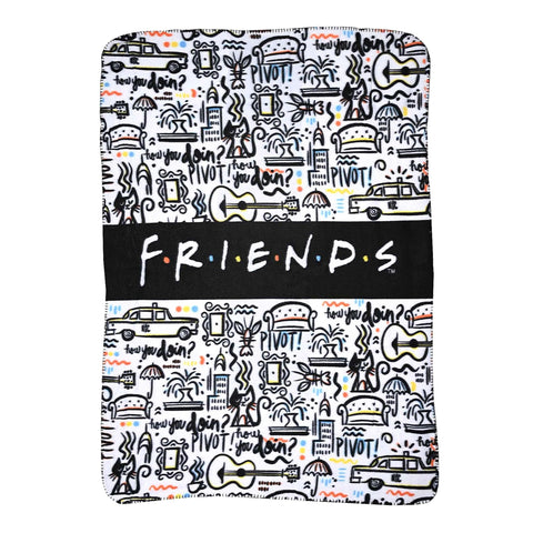 The Northwest Company - Friends TV Show How You Doin' & Pivot NYC Fleece Throw Blanket, Soft and Cozy Lightweight Plush Fabric Bed Cover and Room Décor - Size 45inx 60in