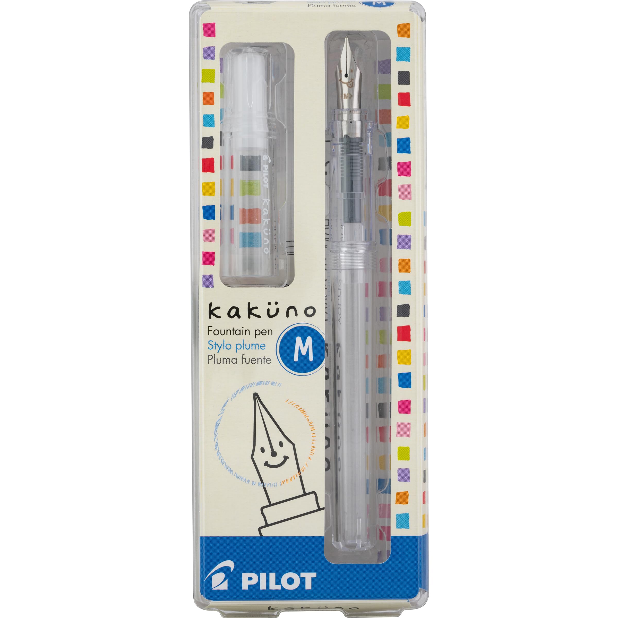 Pilot Kakuno Fountain Pen, Clear Barrel, Medium Nib, 0.5mm, Pilot Kakuno Fountain Pen Extra Fine