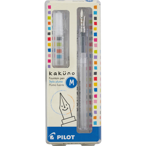 Pilot Kakuno Fountain Pen, Clear Barrel, Medium Nib, 0.5mm, Pilot Kakuno Fountain Pen Extra Fine