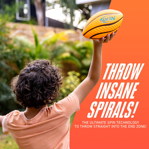 Nerf Kids Foam Football - Spiral Grip Mini Soft Foam Football for Kids - Easy Grip Junior Ball - 8.5"