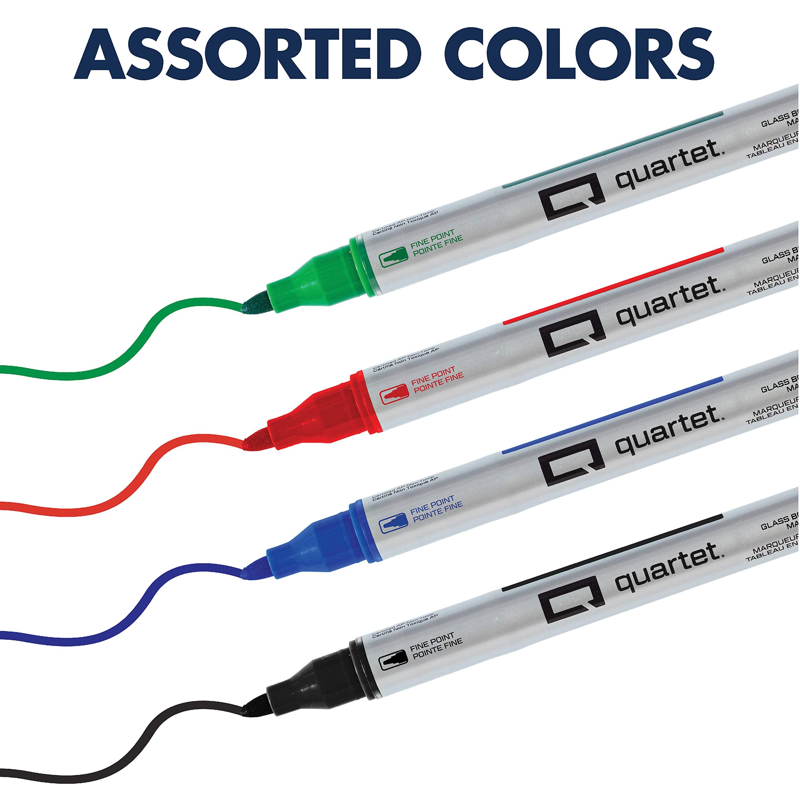 Quartet Glass Board Dry Erase Markers, Premium, Fine Tip, Assorted Colors, 4 Pack (79555)
