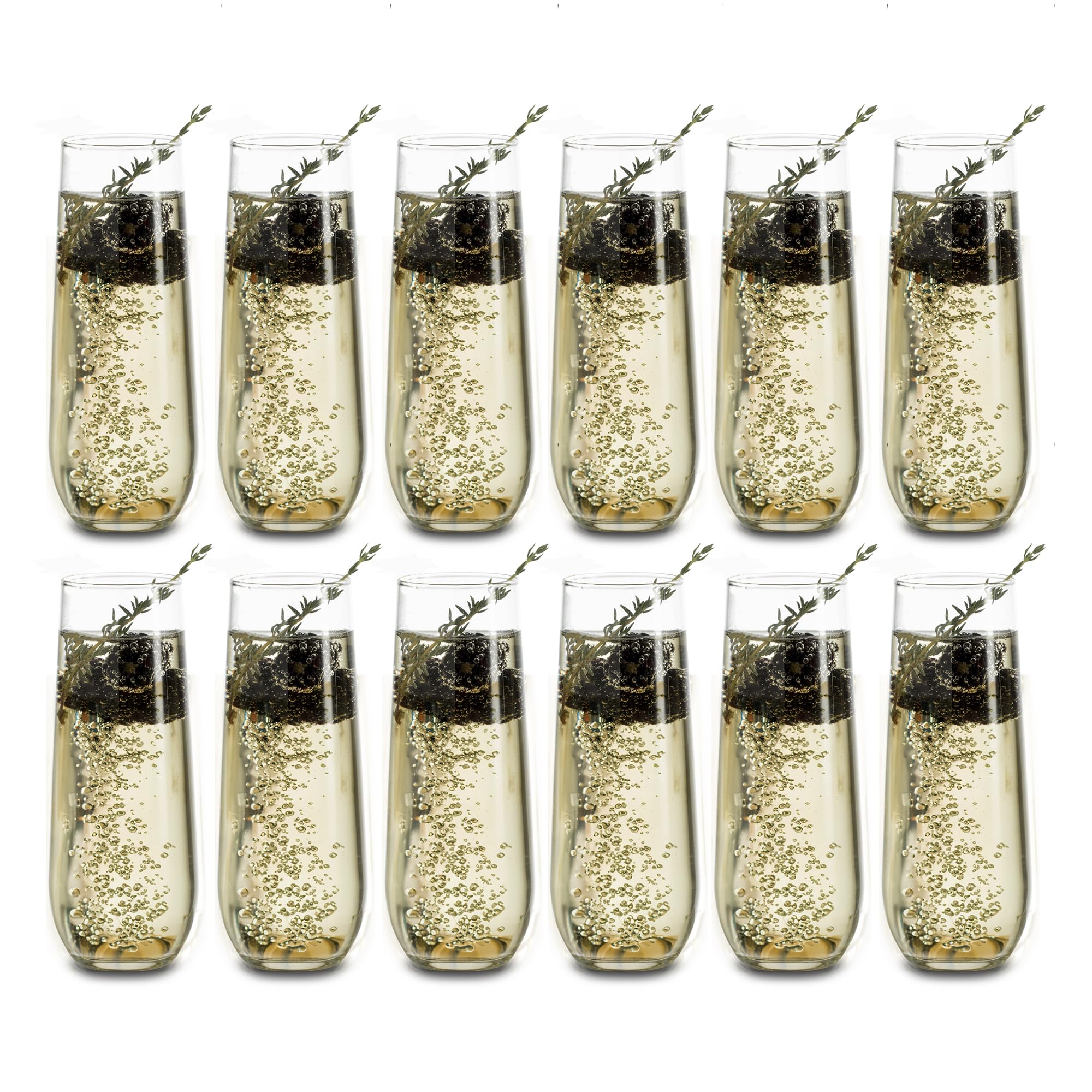 Libbey Stemless Champagne Flute Glasses, 8.5-ounce, Set of 12