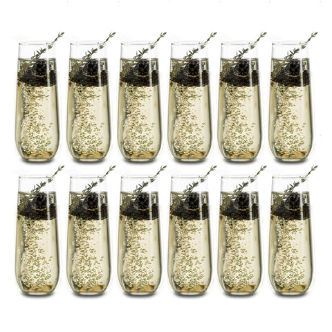 Libbey Stemless Champagne Flute Glasses, 8.5-ounce, Set of 12