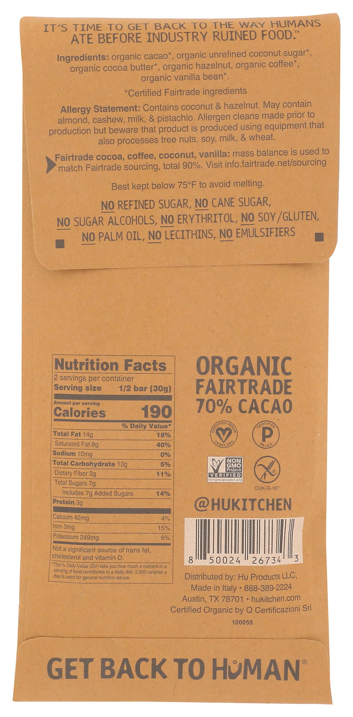 Hu Bar Choc Hazelnut Coffee 2.1 OZ