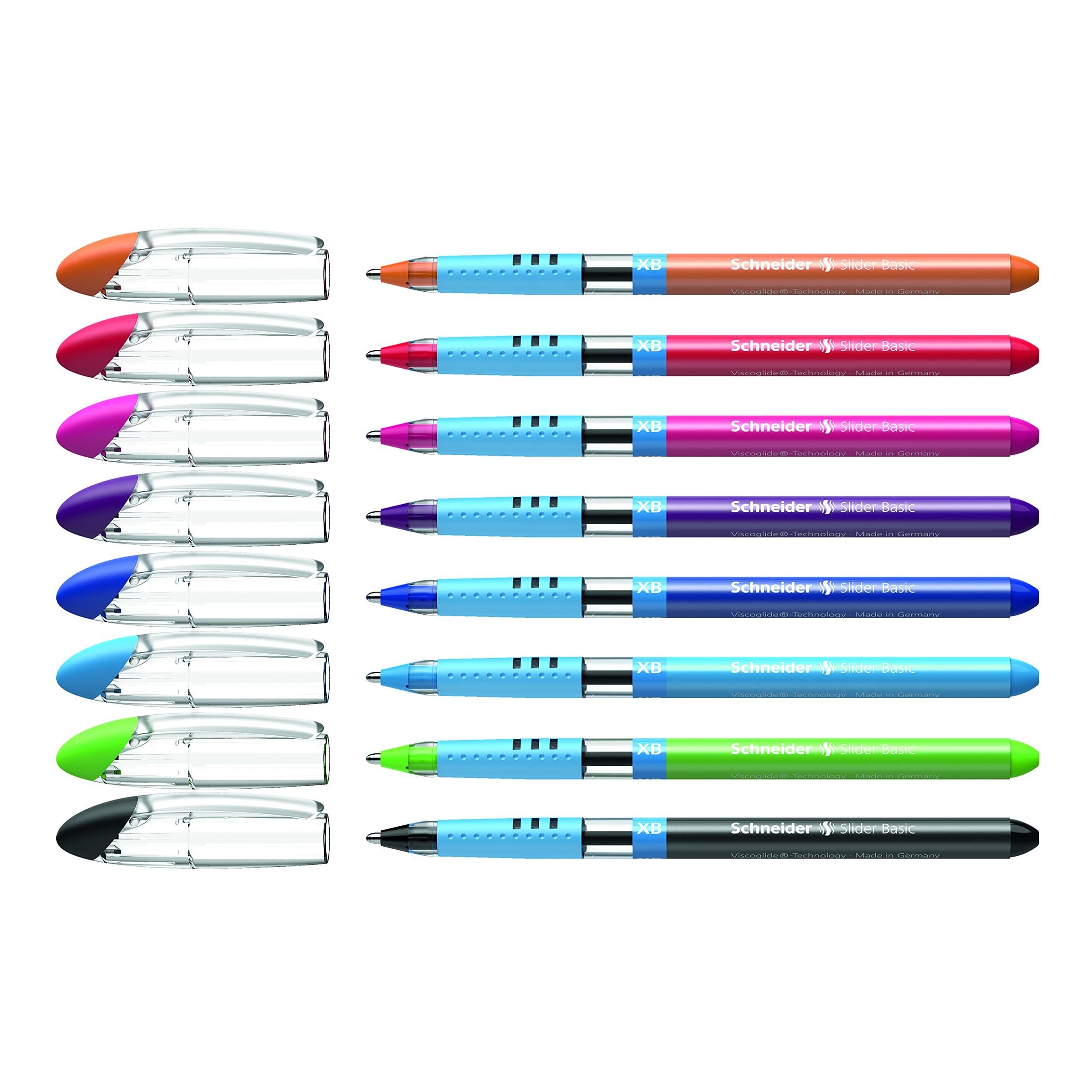 Schneider Slider Basic Ballpoint Pen, Stick, Extra-Bold 1.4 MM, Assorted Ink and Barrel Colors, 8/Pack