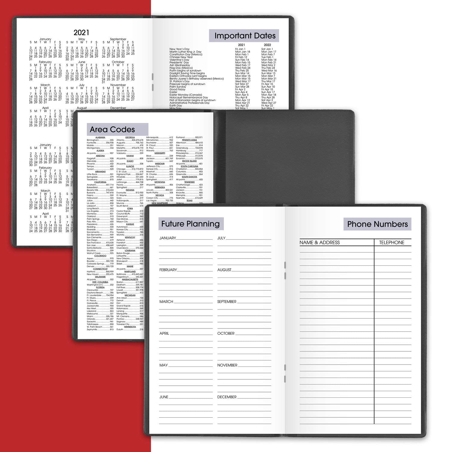 2021 Pocket Calendar by AT-A-GLANCE, Weekly Planner, 3-1/2" x 6", Pocket Size, DayMinder, Black (SK480021)