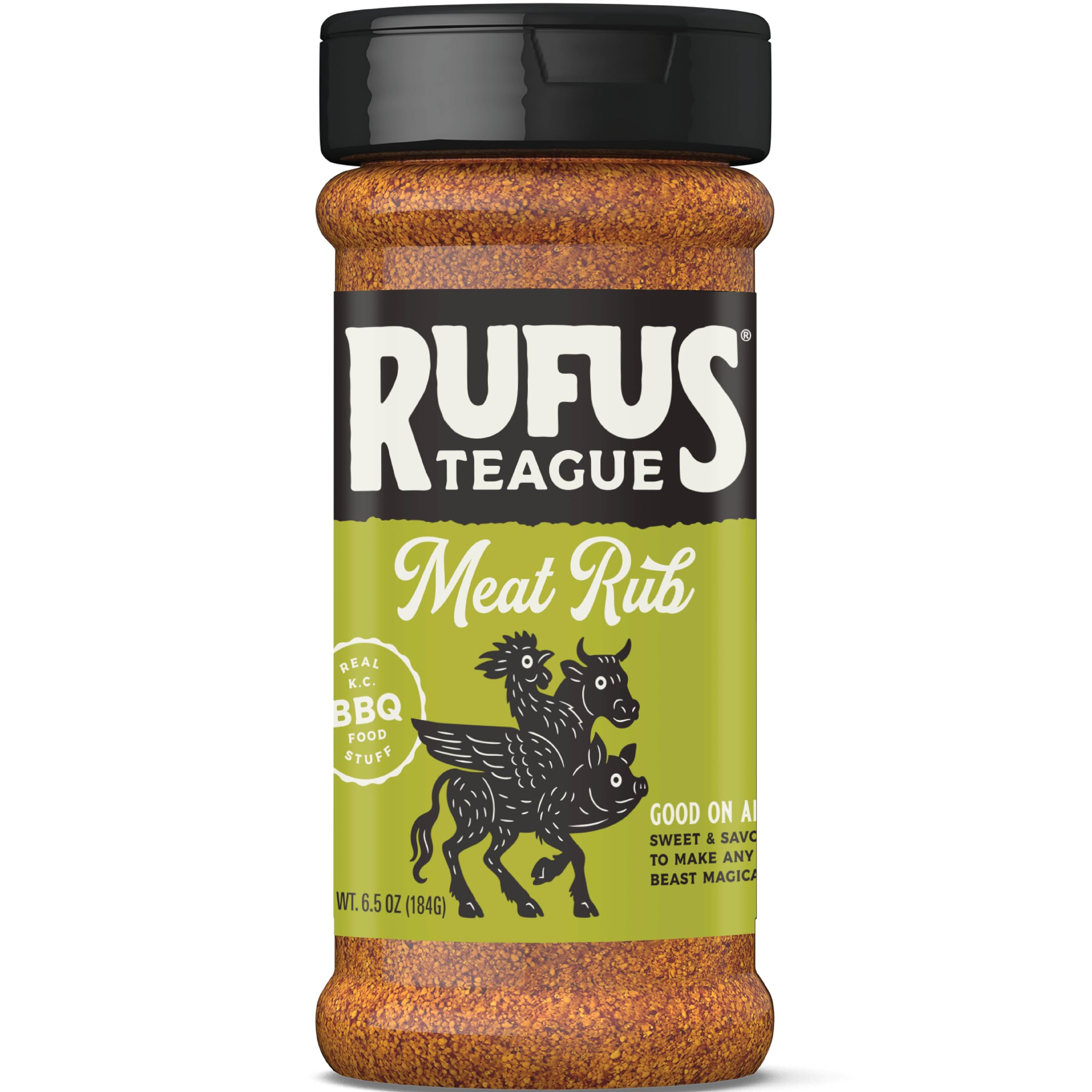 Rufus Teague Meat Rub, Premium Barbecue Seasoning & Dry Rub for Smoking and Grilling, Award-Winning Flavor for Beef, Pork & Chicken, Gluten-Free, 6.5 oz