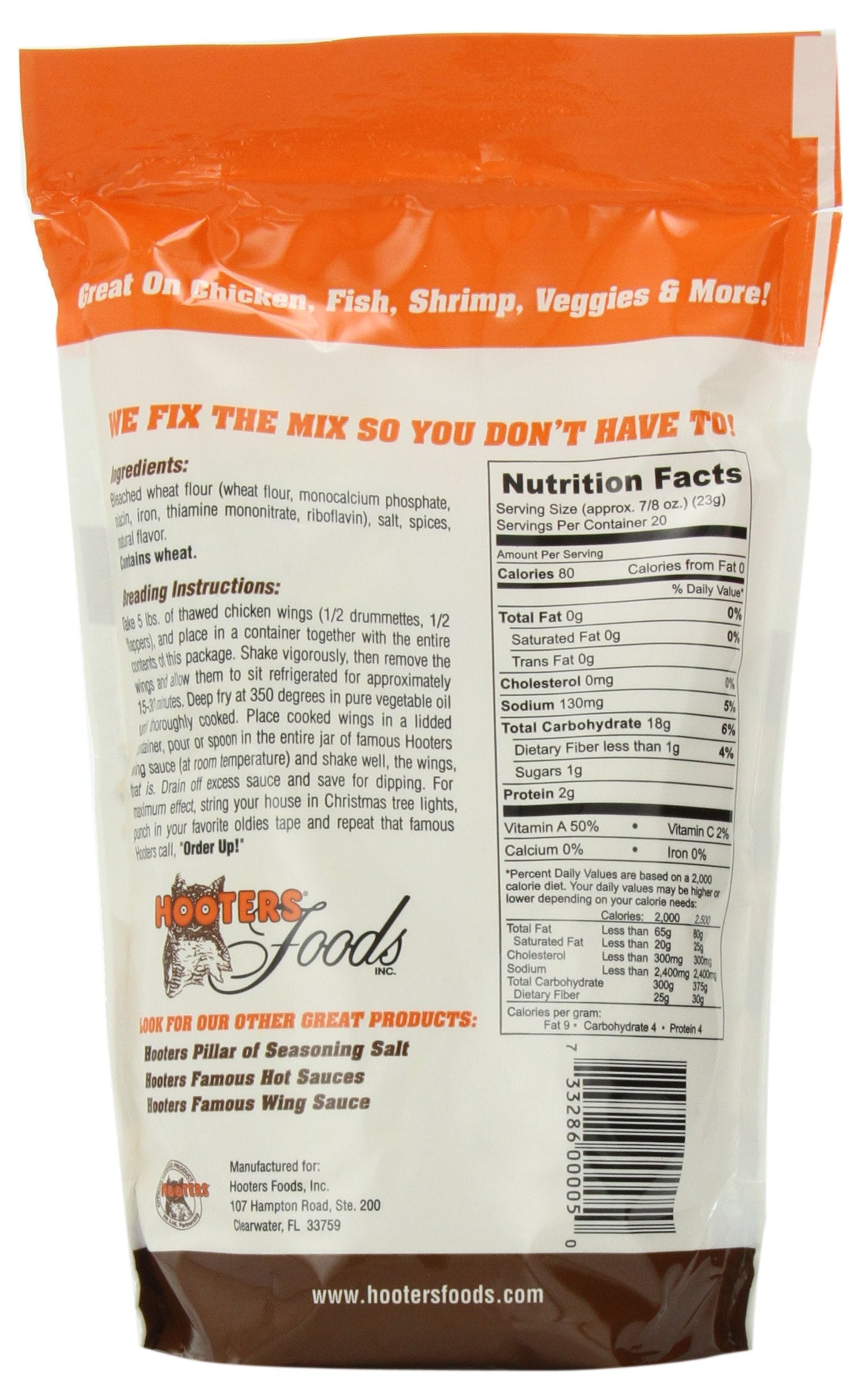 The Original Hooters Wing Breading - Crunchy Coating Chicken Fry Mix, Restaurant Flavor Crispy Chicken, Vegetable and Fish Breading, Simple Shake and Bake Seasoned Flour - 1 Pound (Pack of 1)