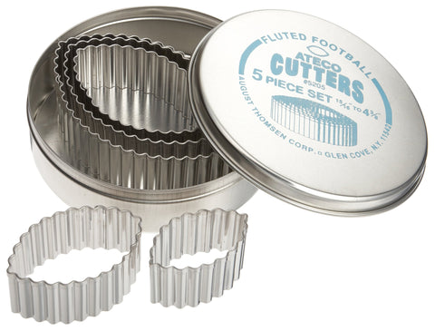 Ateco Fluted Edge Football Cutters in Graduated Sizes, Stainless Steel, 5 Pc Set