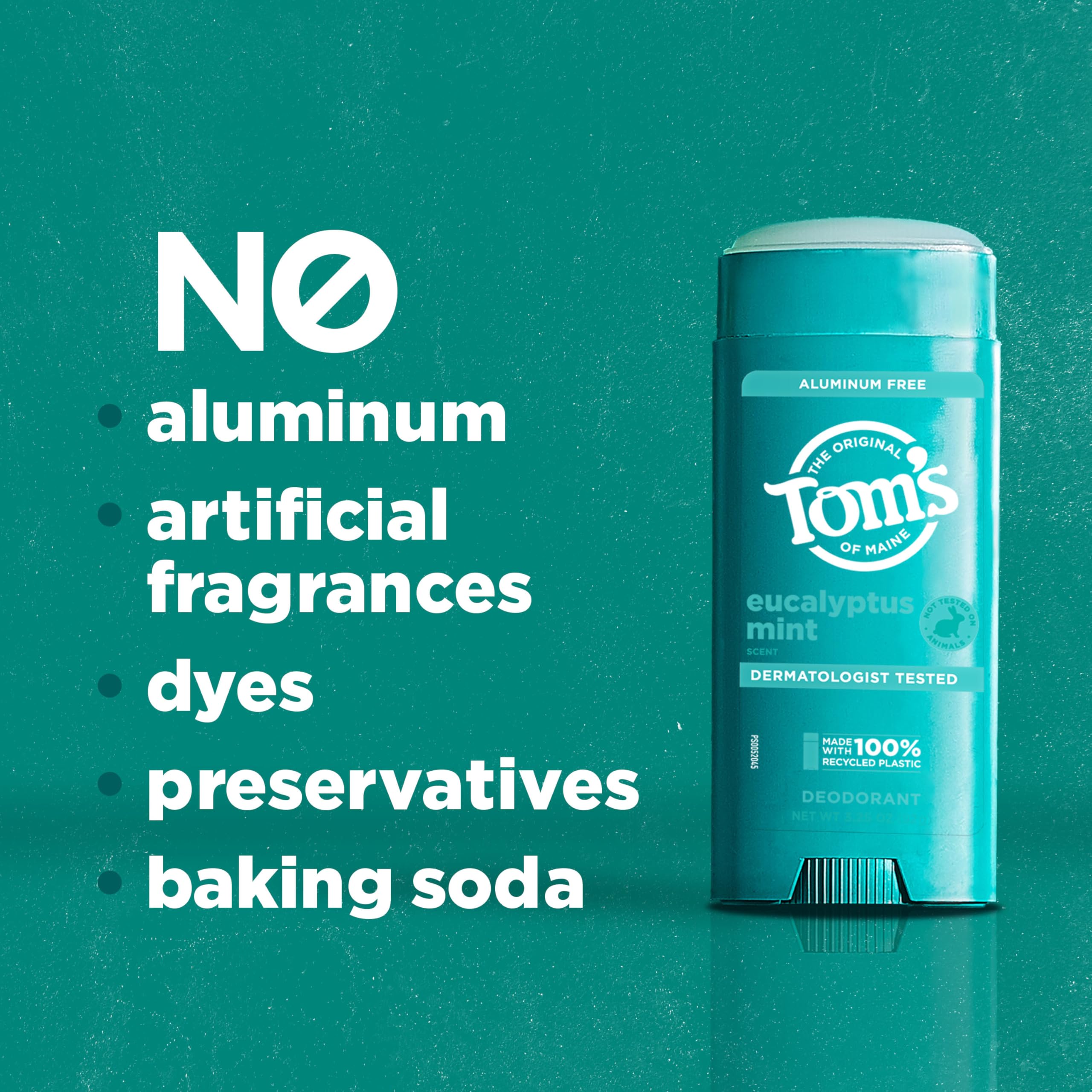 Tom’s of Maine Eucalyptus Mint Aluminum Free Natural Deodorant For Women & Men | Goes on Clear | Odor & Wetness Protection | Naturally Derived and Moisture-Locking Ingredients | 3.25 oz