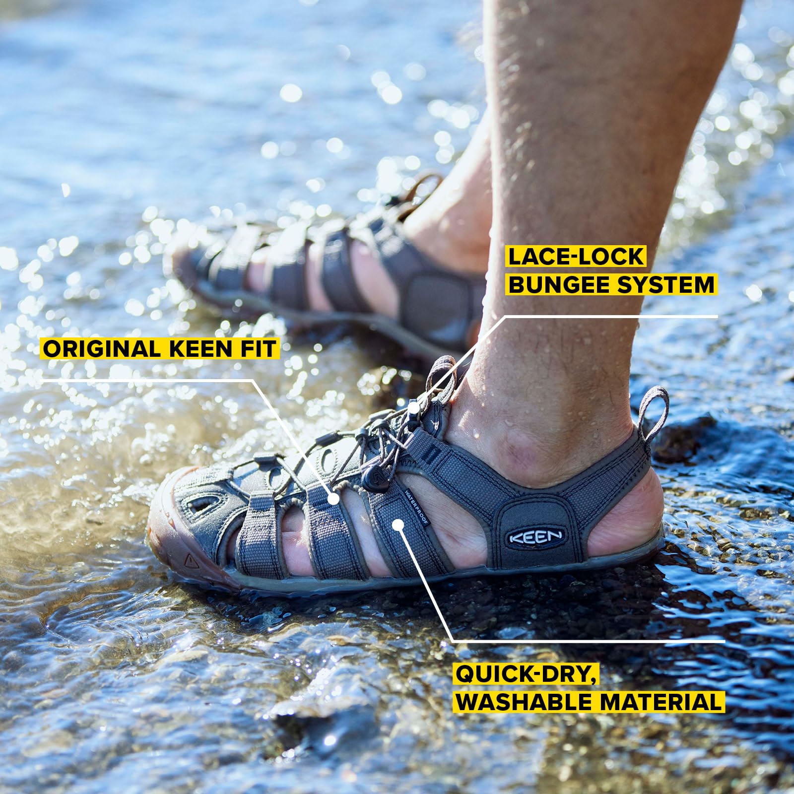 KEEN mens Clearwater Cnx-m Sandal, Black/Gargoyle, 11.5 US