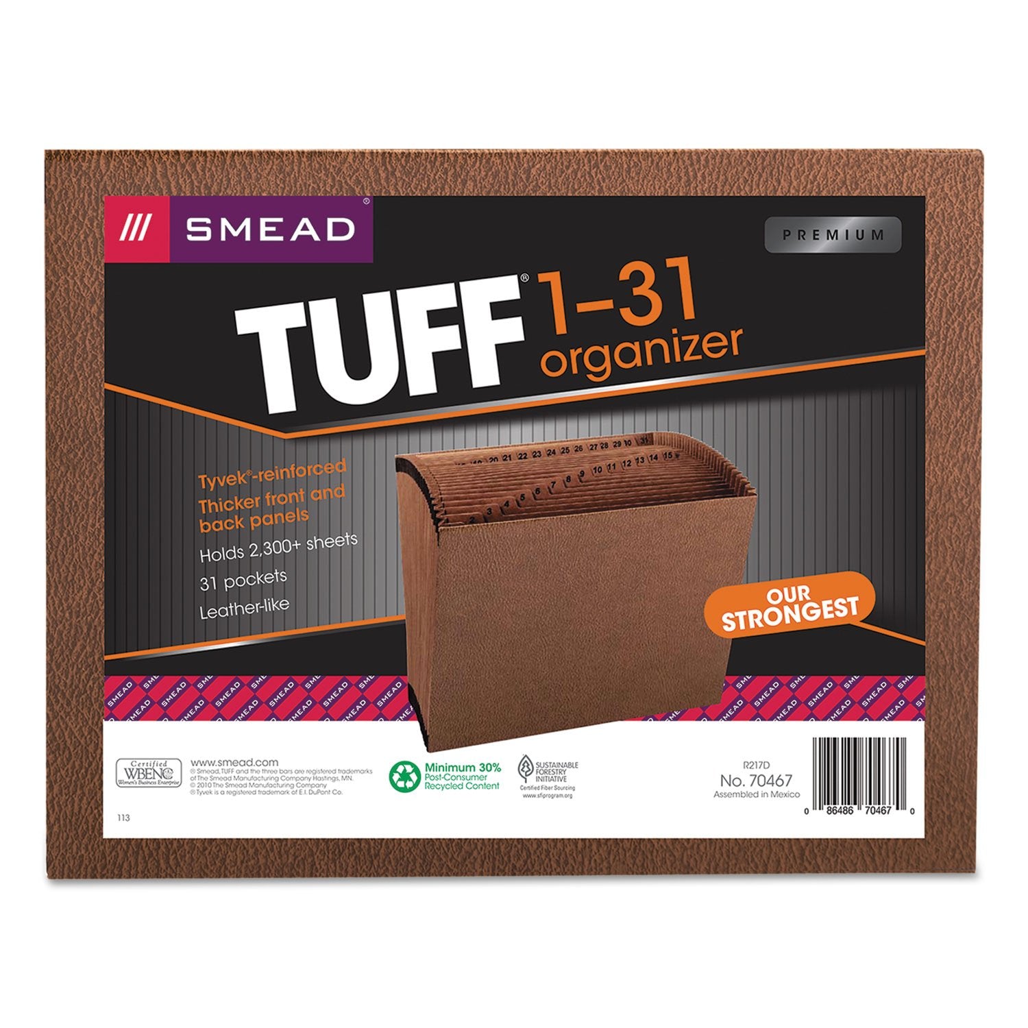 Smead TUFF Expanding File, Daily (1-31), 31 Pockets, Letter Size, Redrope-Printed Stock (70467)