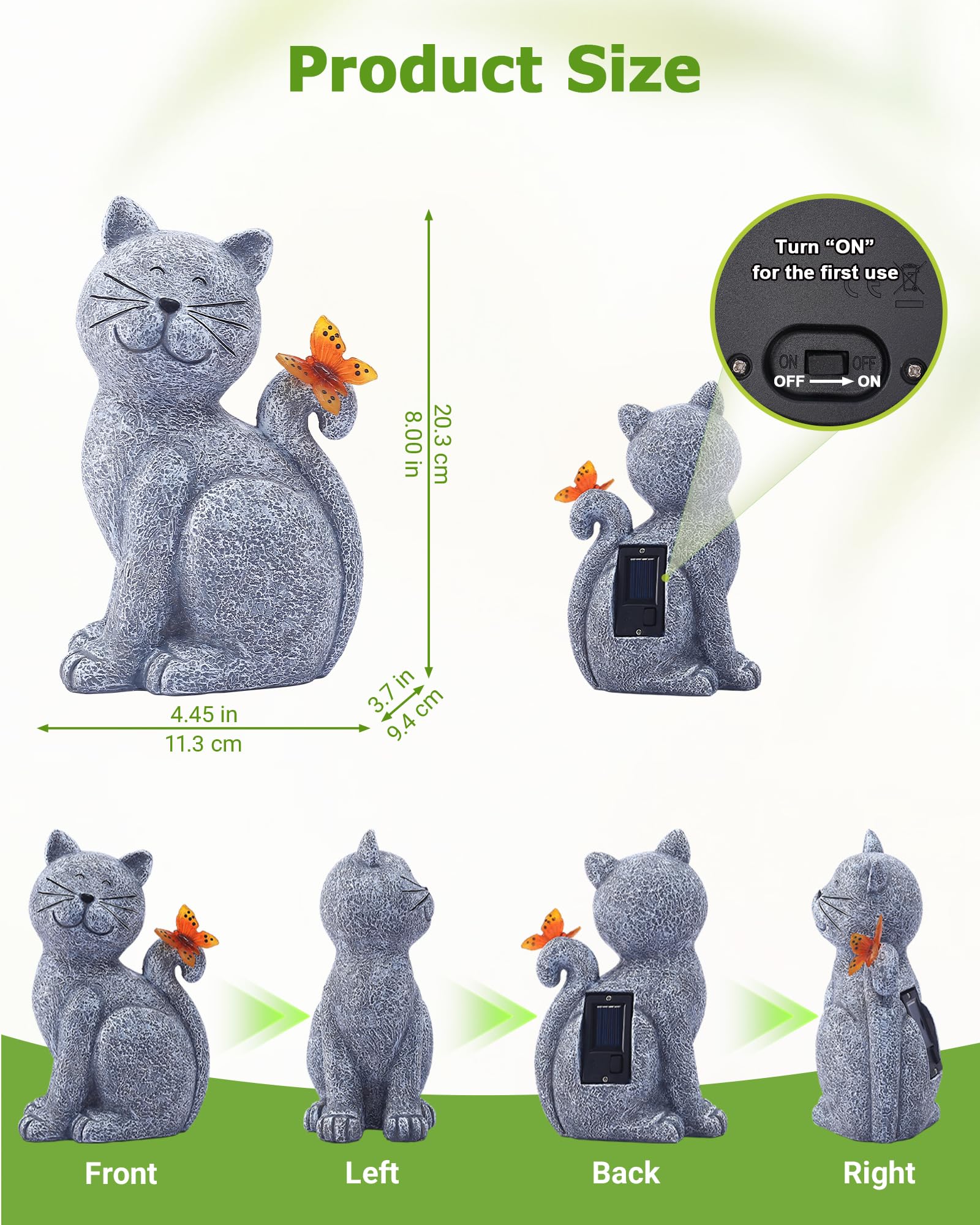 Nacome Cat Outdoor Statues for Garden: Outside Decor with Butterfly Clearance for Yard Art Lawn Ornaments Porch Patio Balcony Home House - Gifts for Mom Grandma Women