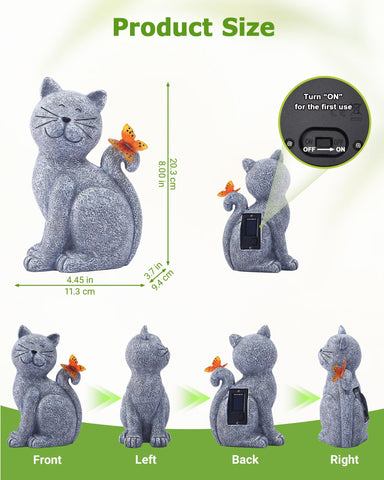 Nacome Cat Outdoor Statues for Garden: Outside Decor with Butterfly Clearance for Yard Art Lawn Ornaments Porch Patio Balcony Home House - Gifts for Mom Grandma Women