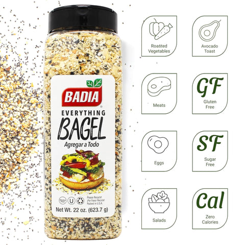 Badia Everything Bagel Seasoning Blend, 22 oz - Sesame Seed, Poppy Seed, Garlic, Onion and Salt