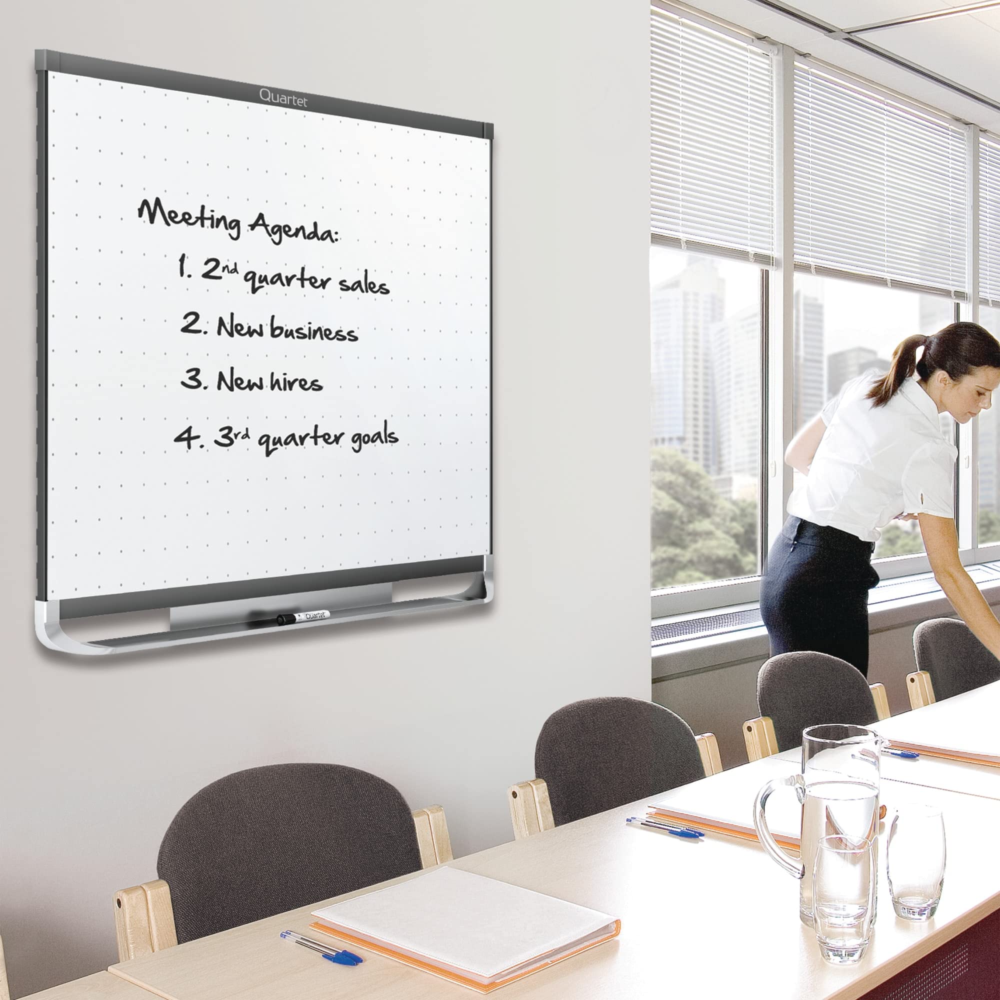 Quartet Magnetic Whiteboard, White Board, Dry Erase Board, 8' x 4', Graphite Finish Frame, Prestige 2 Total Erase (TEM548G)