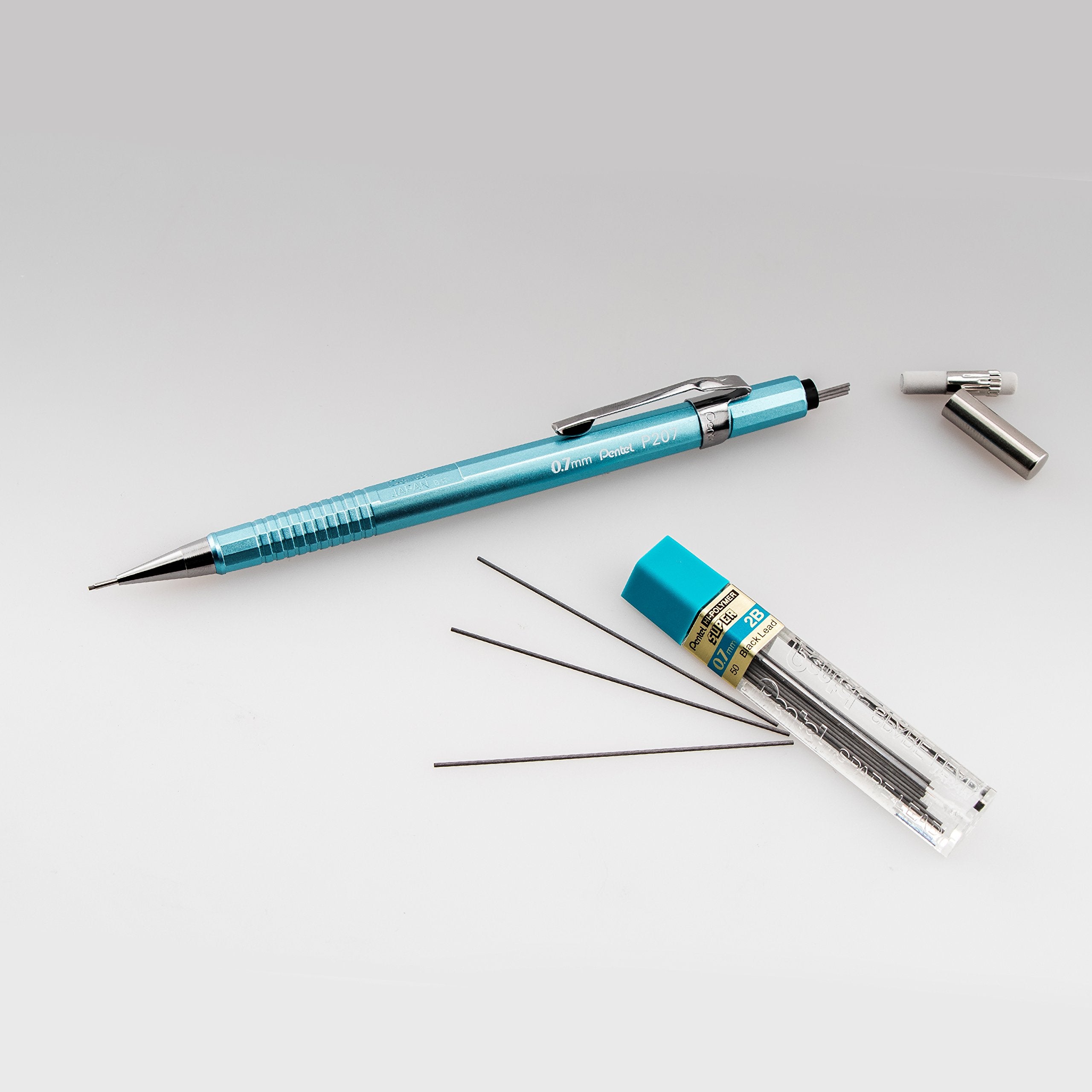Pentel Sharp Mechanical Pencil (0.7mm) Metallic Barrels, Assorted Barrel Colors, Pack of 2 (P207MBP2M1)
