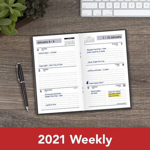 2021 Pocket Calendar by AT-A-GLANCE, Weekly Planner, 3-1/2" x 6", Pocket Size, DayMinder, Black (SK480021)