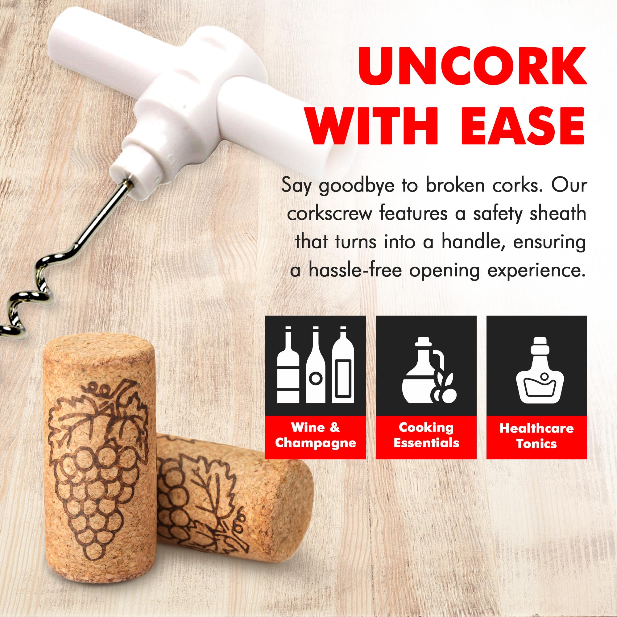 Chef Craft Select Travel Corkscrew, 4 inches in length, White