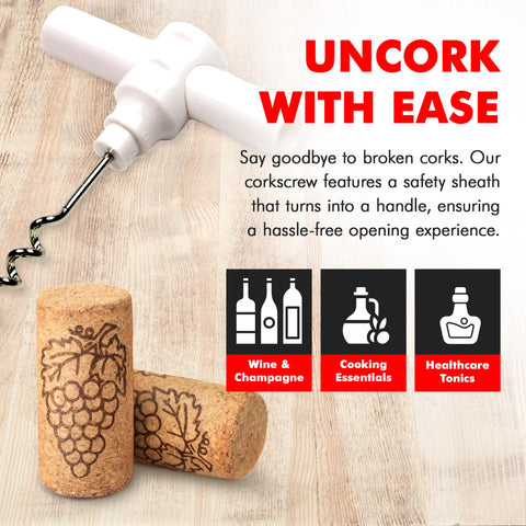 Chef Craft Select Travel Corkscrew, 4 inches in length, White