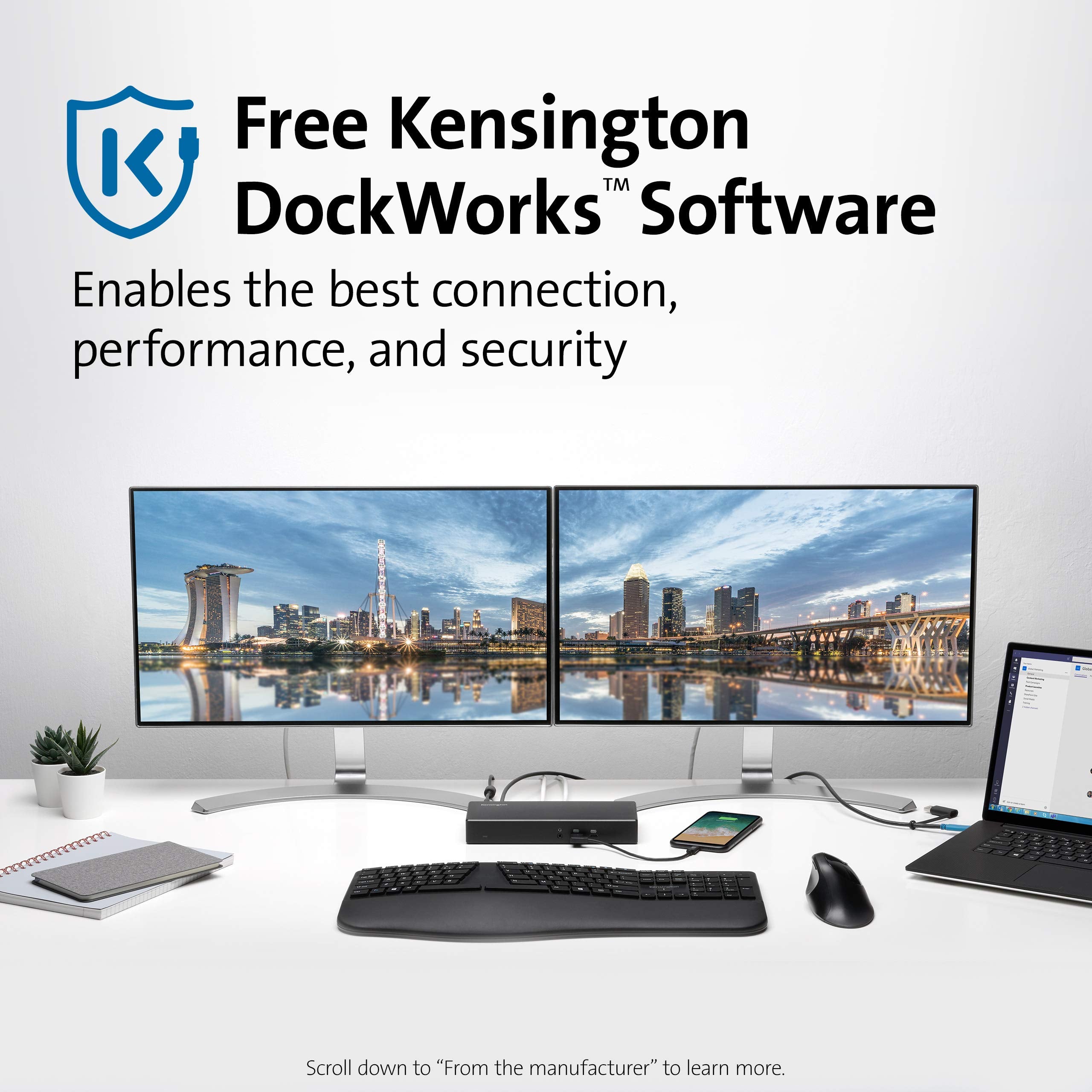 Kensington SD4780P Displaylink USB-C Docking Station for Windows, MacBooks ane Surface – Dual 4K Video, 100W PD (K33620NA)