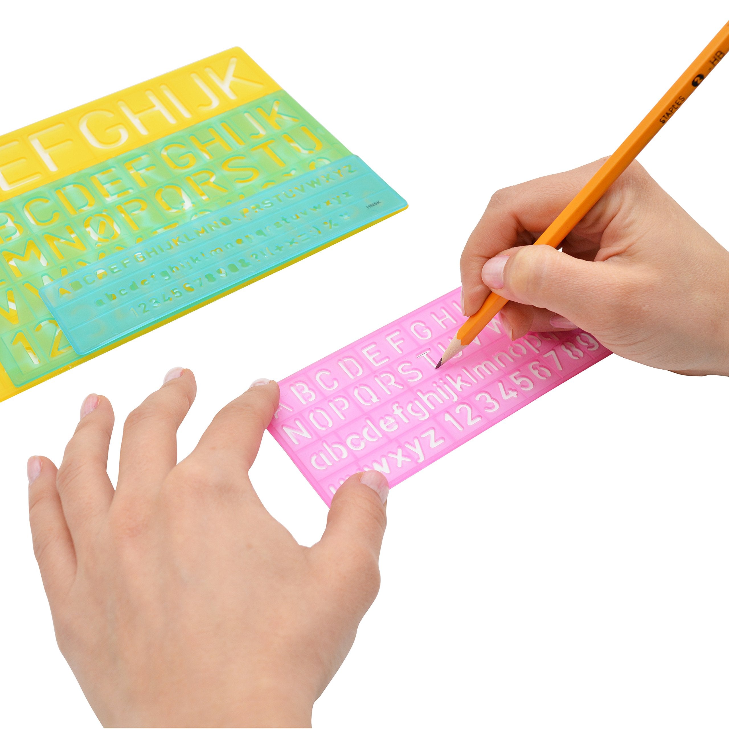 Westcott Lettercraft Plastic Lettering Guide Set, Color Varies, Set of 4 (02145)