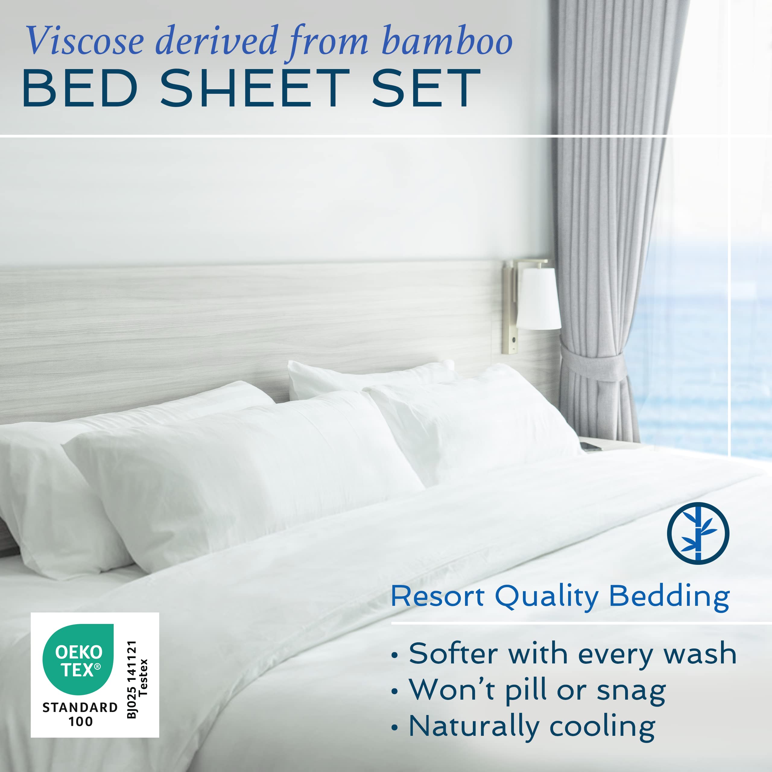 Hotel Sheets Direct 4 Piece Bed Sheet Set King Size, 100% Viscose Derived from Bamboo Sheets Set with 2 Pillowcases, Cooling & Breathable Luxury Bedding, Moisture-Wicking & Silky Soft, Light Pink
